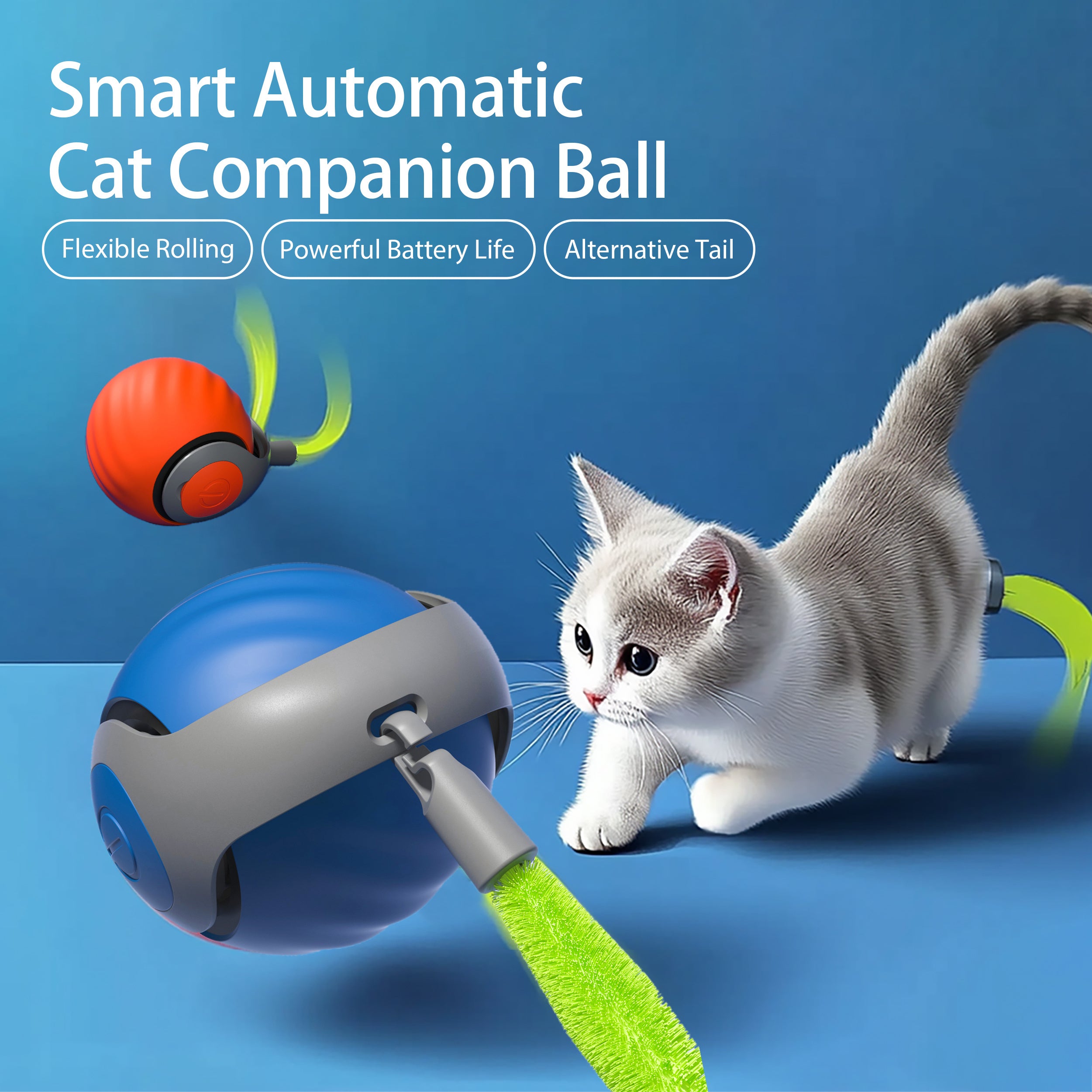 Smart Interactive Cat Ball,Type-C Rechargeable Interactive Cats Toy,Automatic Cat Teaser Toy,Pet Supplies,New Year Gift