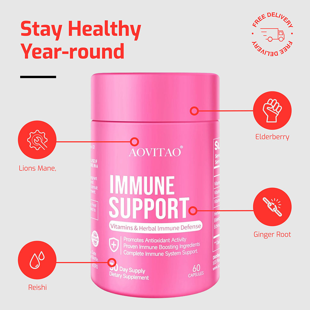 Natural Herbal Immune Defense Immunity Vitamins Supplement Booster And Mushroom Supplement With Lion's Mane, Reishi, Chaga, Cordyceps, Turkey Tail & More - Wellora