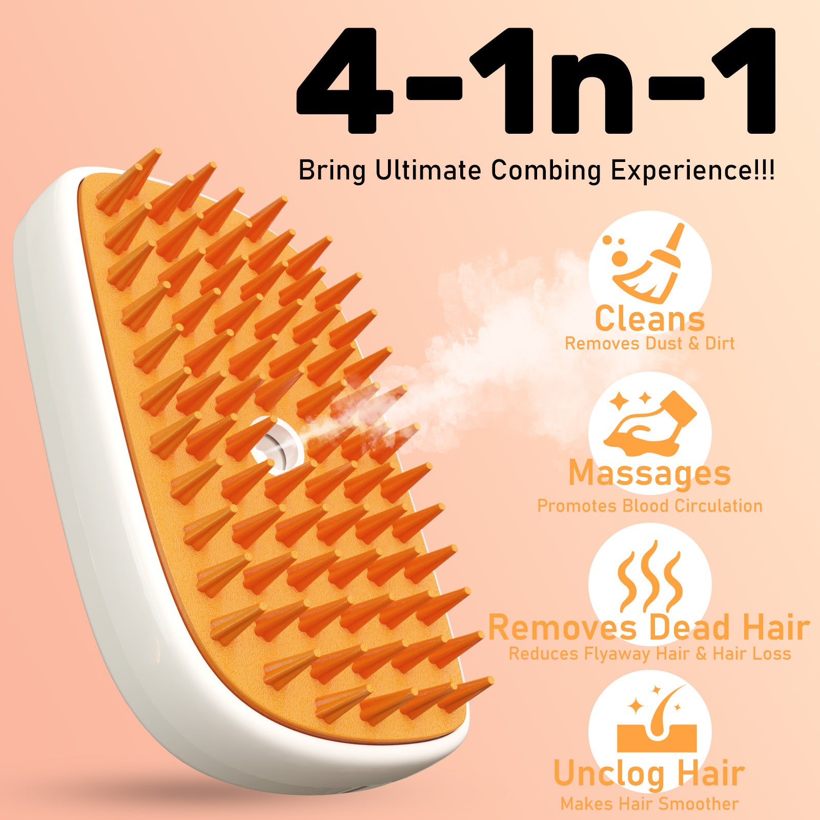 4 In 1 Cat Steam Brush, Anti Static Shedding Spray Comb, Hair Removal, Mist Indoor Steamy Grooming Brush For Dog, Water Spritz Defur Cepillo, Spa Steamer Cloud Para Gatos - Wellora