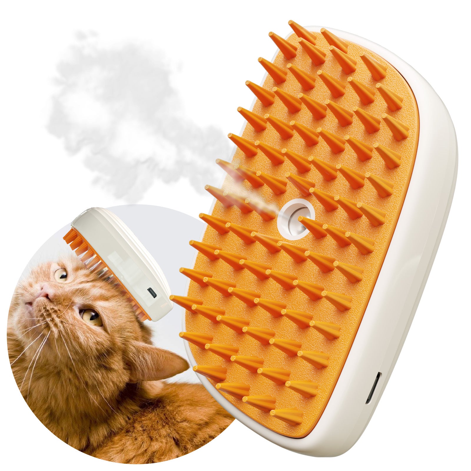 4 In 1 Cat Steam Brush, Anti Static Shedding Spray Comb, Hair Removal, Mist Indoor Steamy Grooming Brush For Dog, Water Spritz Defur Cepillo, Spa Steamer Cloud Para Gatos - Wellora