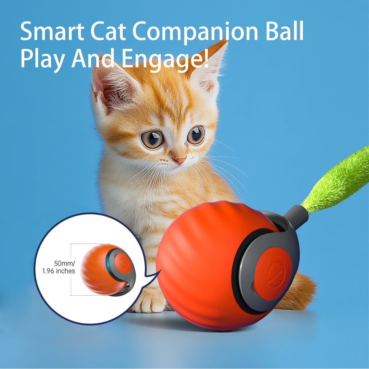 Smart Interactive Cat Ball,Type-C Rechargeable Interactive Cats Toy,Automatic Cat Teaser Toy,Pet Supplies,New Year Gift