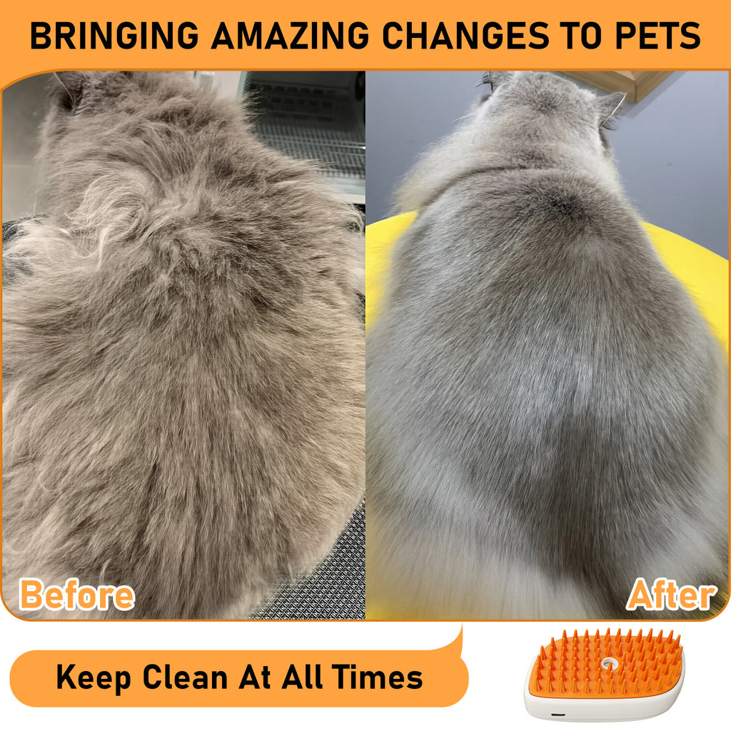 4 In 1 Cat Steam Brush, Anti Static Shedding Spray Comb, Hair Removal, Mist Indoor Steamy Grooming Brush For Dog, Water Spritz Defur Cepillo, Spa Steamer Cloud Para Gatos - Wellora