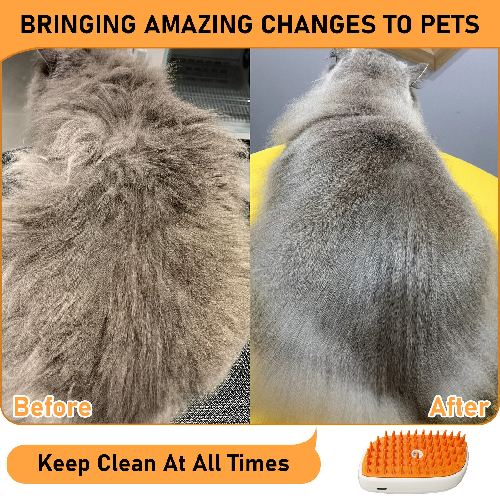 4 In 1 Cat Steam Brush, Anti Static Shedding Spray Comb, Hair Removal, Mist Indoor Steamy Grooming Brush For Dog, Water Spritz Defur Cepillo, Spa Steamer Cloud Para Gatos - Wellora