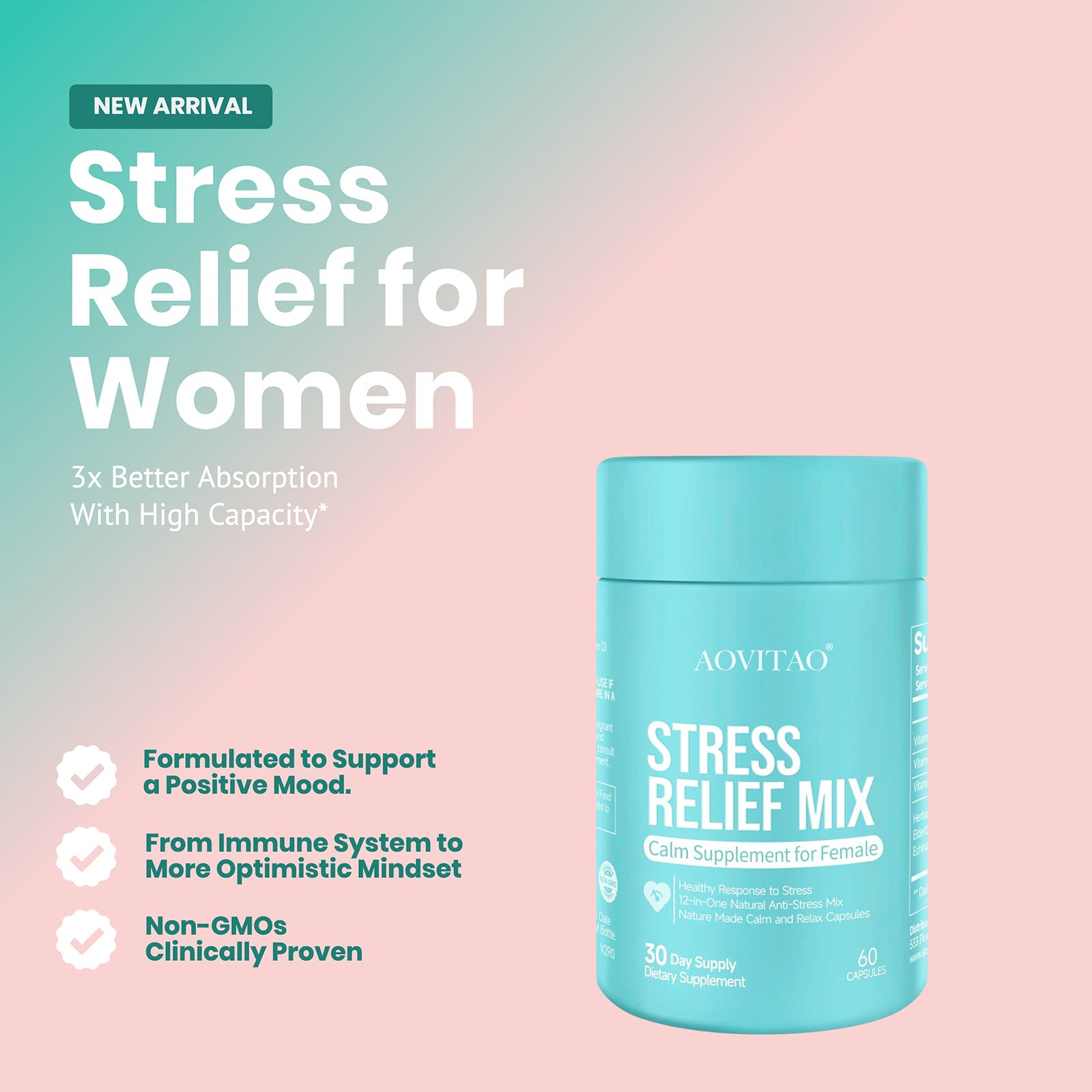 Ashwagandha For Women Supplement With L-Theanine Magnesium, Stress Relief, Focus And Relaxation Support Anxiery Pill - Wellora